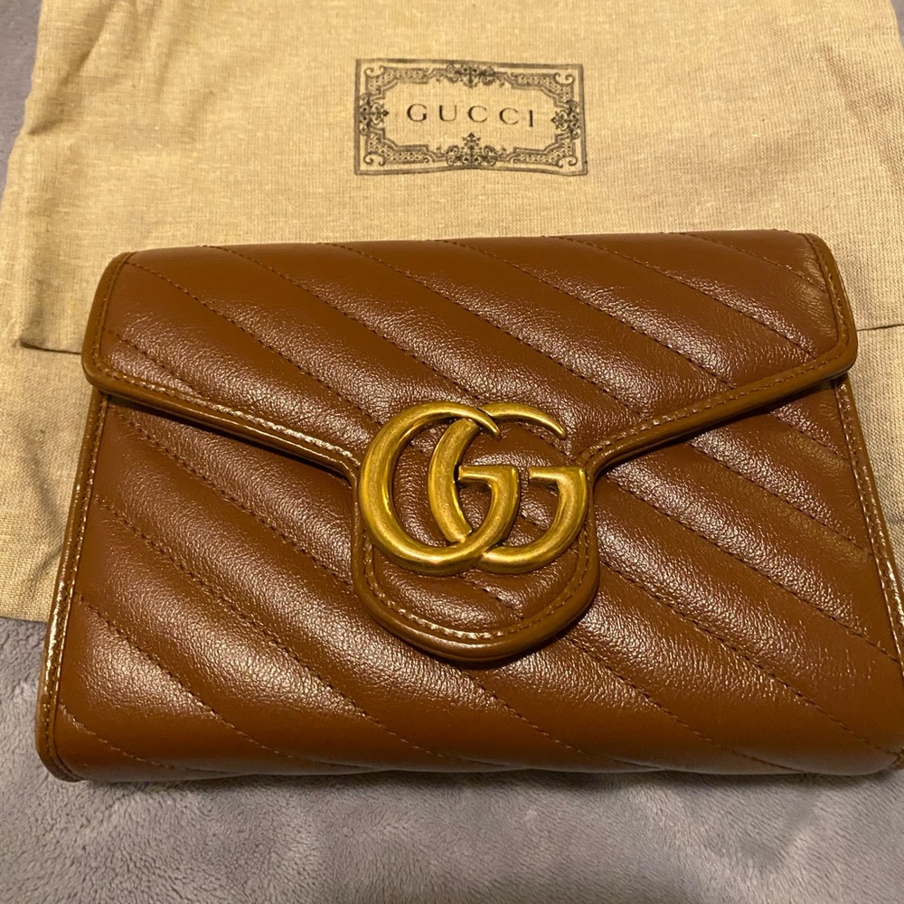 Rare Gucci Marmont Matelasse Mini bag Crossbody Brown Leather Gold Hardware